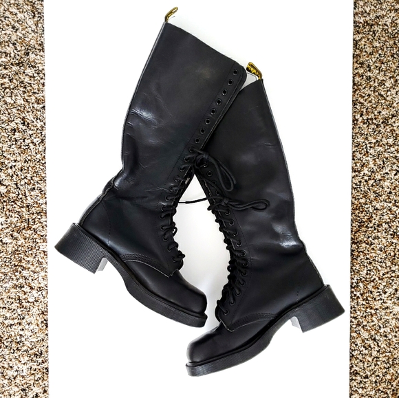 dr martens knee high lace up boots
